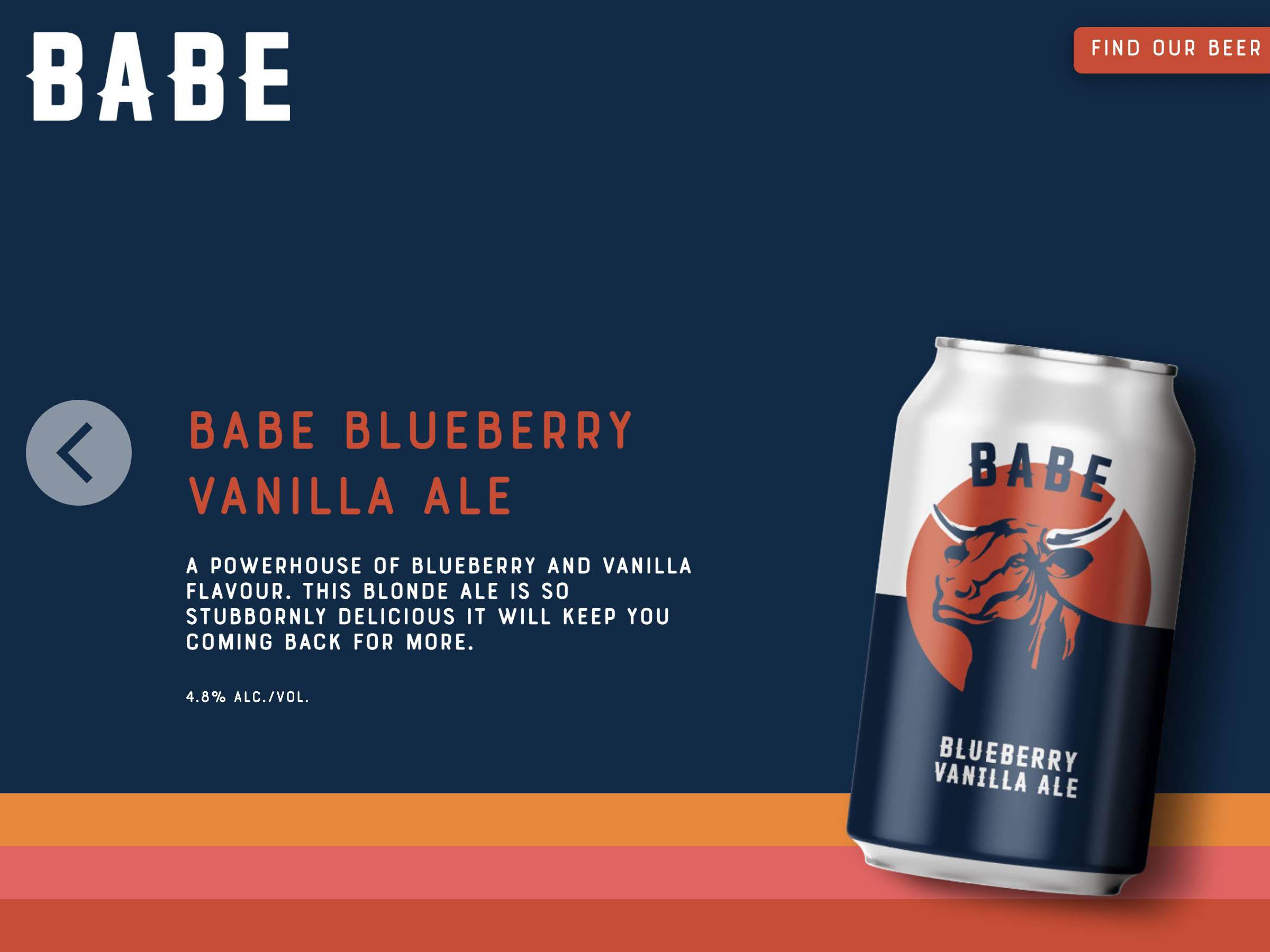 Babe Brewing microsite artwork featuring the blueberry vanilla ale